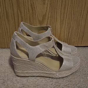 Elegant Beige Wedge Heels